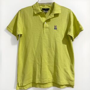 Psycho Bunny Yellow Kids Polo Size L 14-16 With Bunny Logo Short Sleeve Shirt